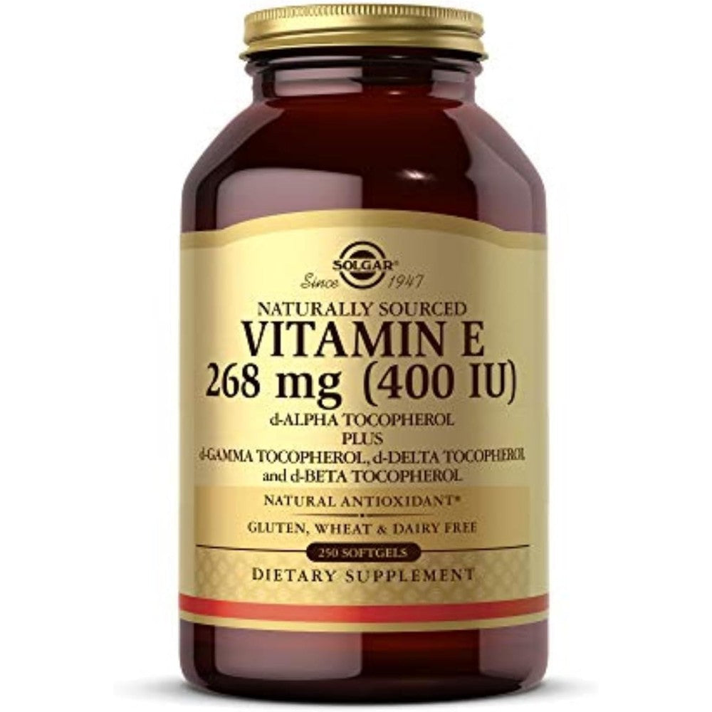 Solgar Mixed Tocopherols Vitamin E 250 softgels bottle front view