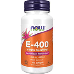 NOW Foods Vitamin E 400 IU 100 softgels front bottle view natural antioxidant supplement