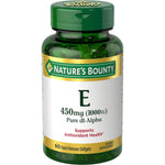 Nature's Bounty Vitamin E 1000 IU bottle front view showing rapid release softgels label
