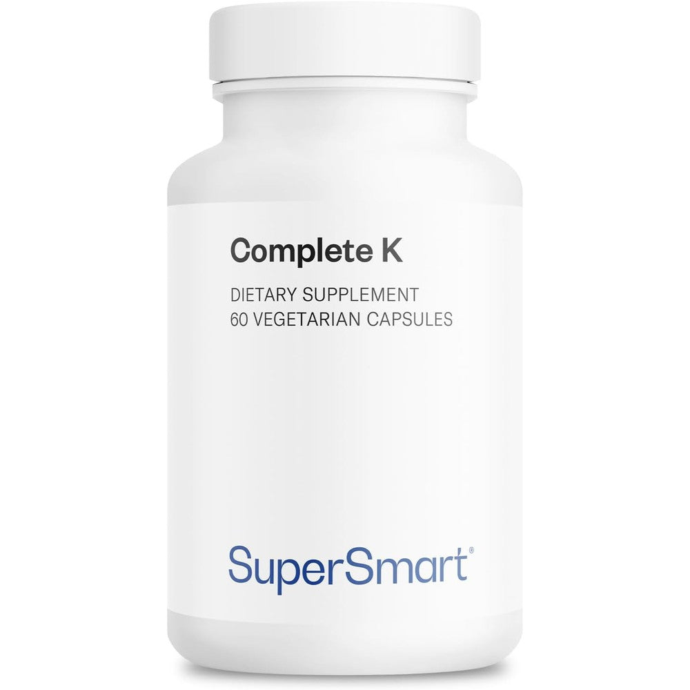 Supersmart Complete K bottle front view showcasing full spectrum vitamin K formula