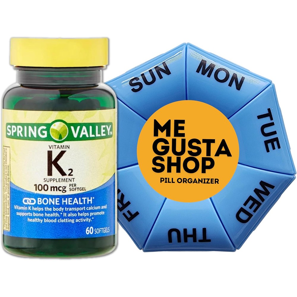 Me Gusta Shop Spring Valley Vitamin K2 front view showing sixty softgels bottle for bone health