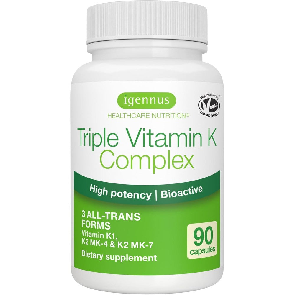 Igennus Healthcare Nutrition Triple Vitamin K Complex 90 capsules bottle front view
