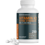 Bronson Vitamin K2 MK7 extra strength 250 vegetarian tablets front bottle view