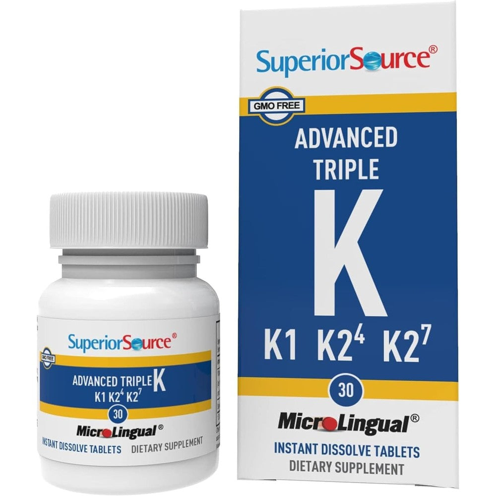 Superior Source Advanced Triple K 30 tablets front view for sublingual bone health support