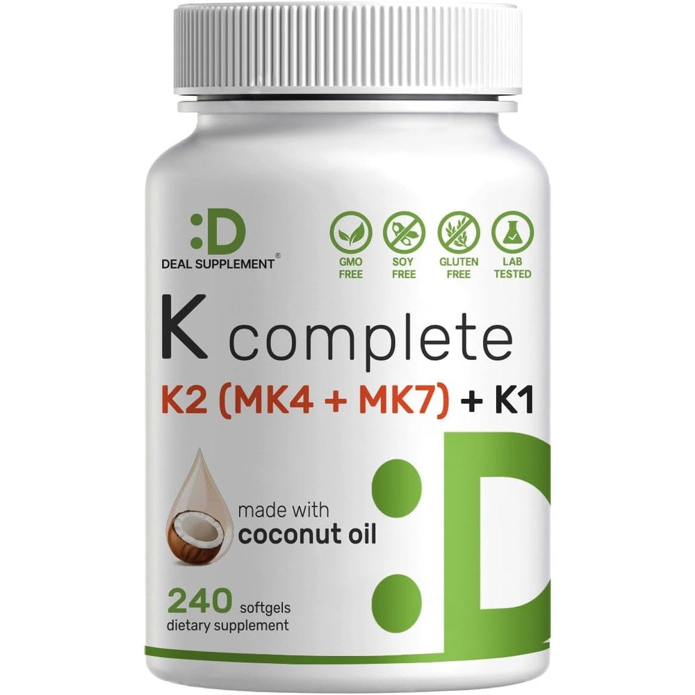 Deal Supplement Premium Vitamin K Complete bottle front view showing 240 softgels label