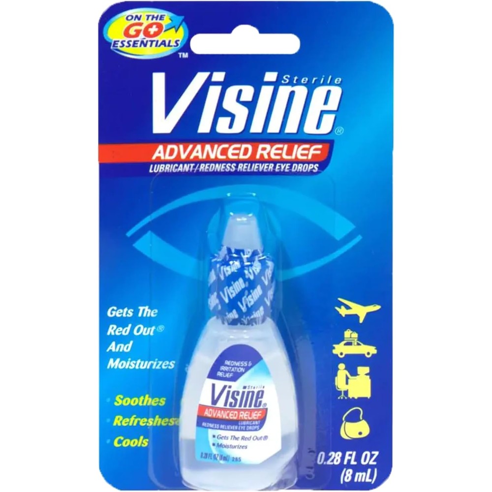 Visine Red Eye Hydrating Comfort Lubricant Eye Drops front view for fast redness relief.