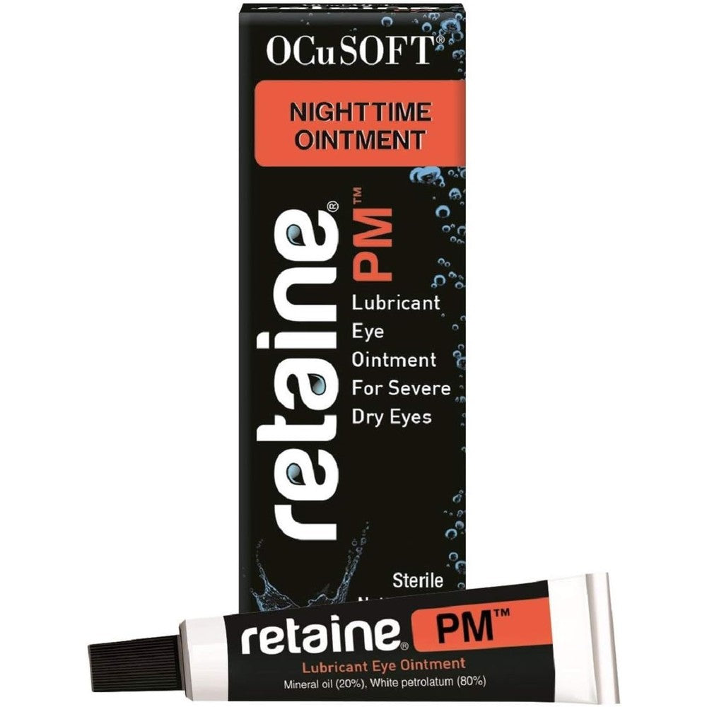 OCuSOFT Retaine PM Nighttime Lubricant Eye Ointment front view packaging for dry eye relief.