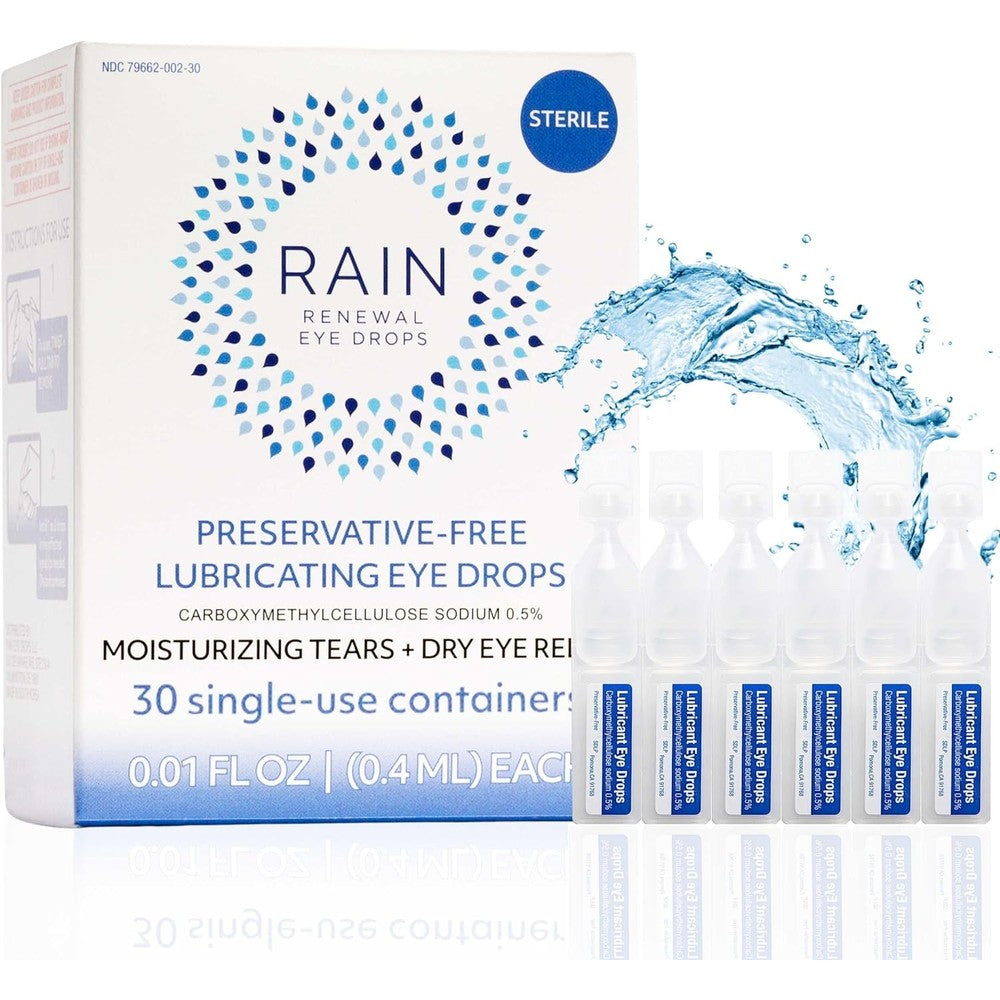 Rain Preservative Free Eye Drops front packaging for severe dry eye relief