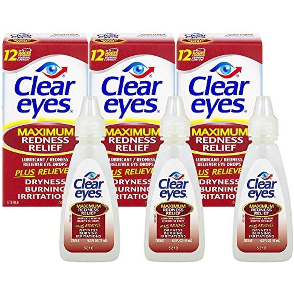 Clear Eyes Maximum Redness Relief 3 pack front view