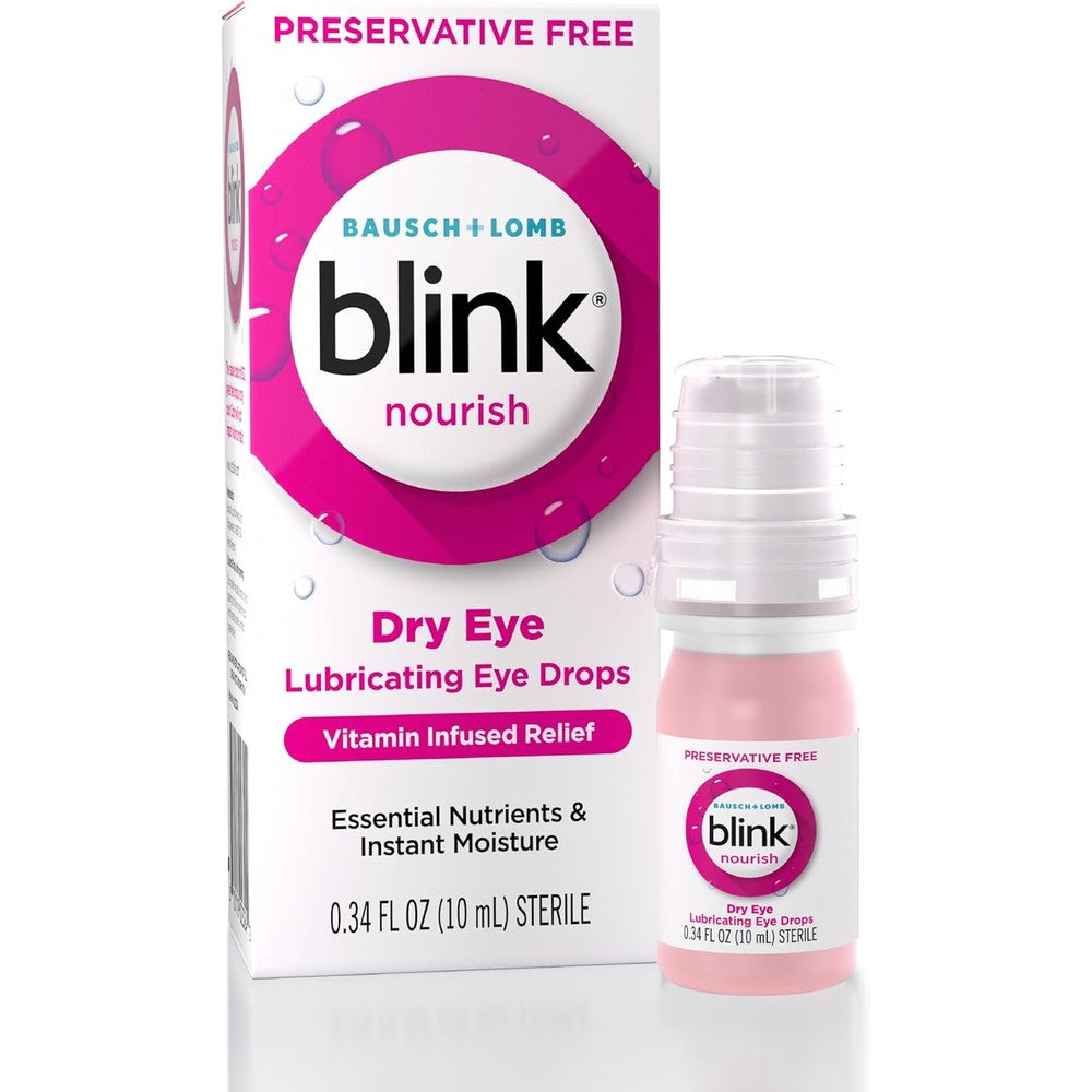 Blink Nourish Preservative Free Lubricating Eye Drops front view for dry eye relief