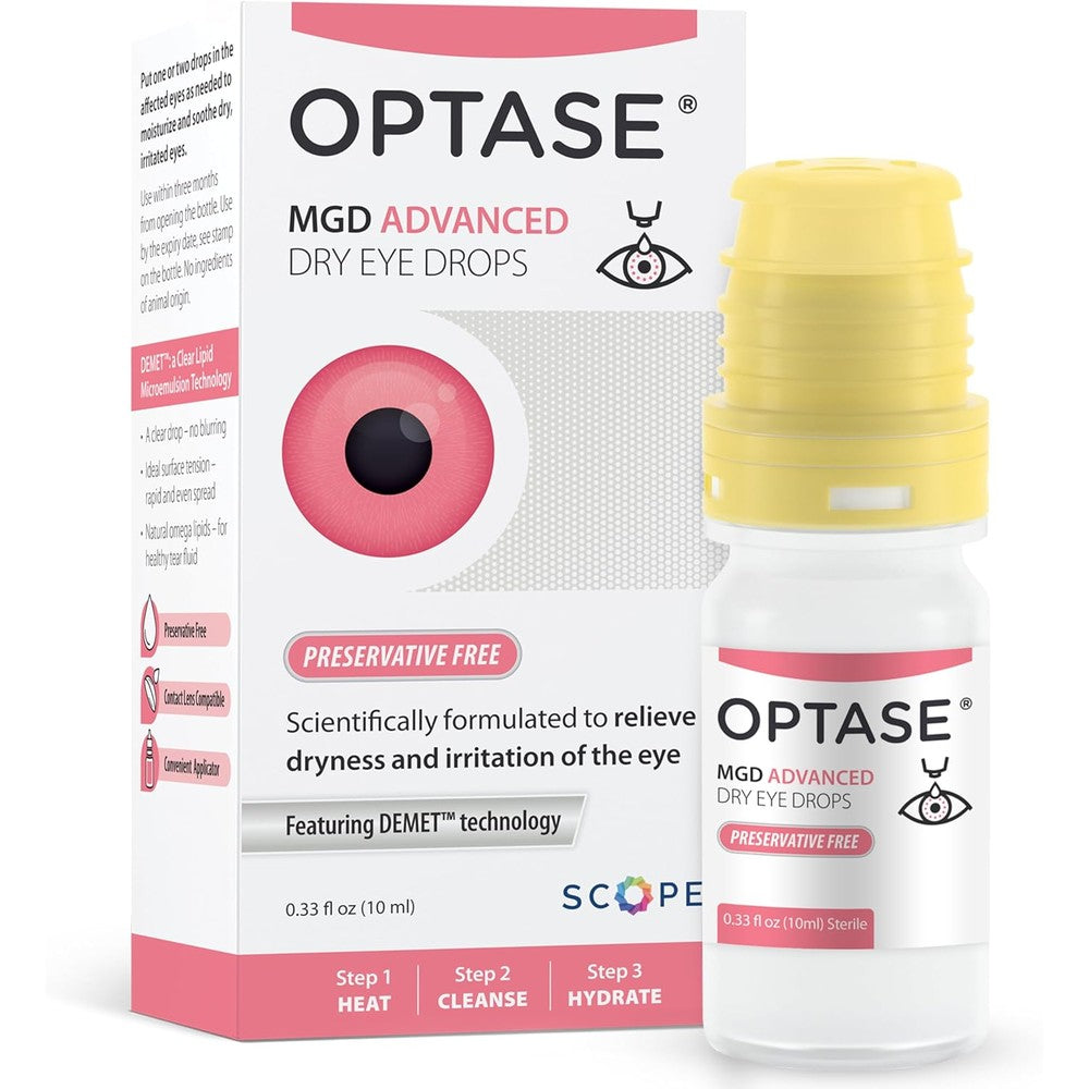 Optase MGD Advanced Dry Eye Drops front view for lipid based relief.