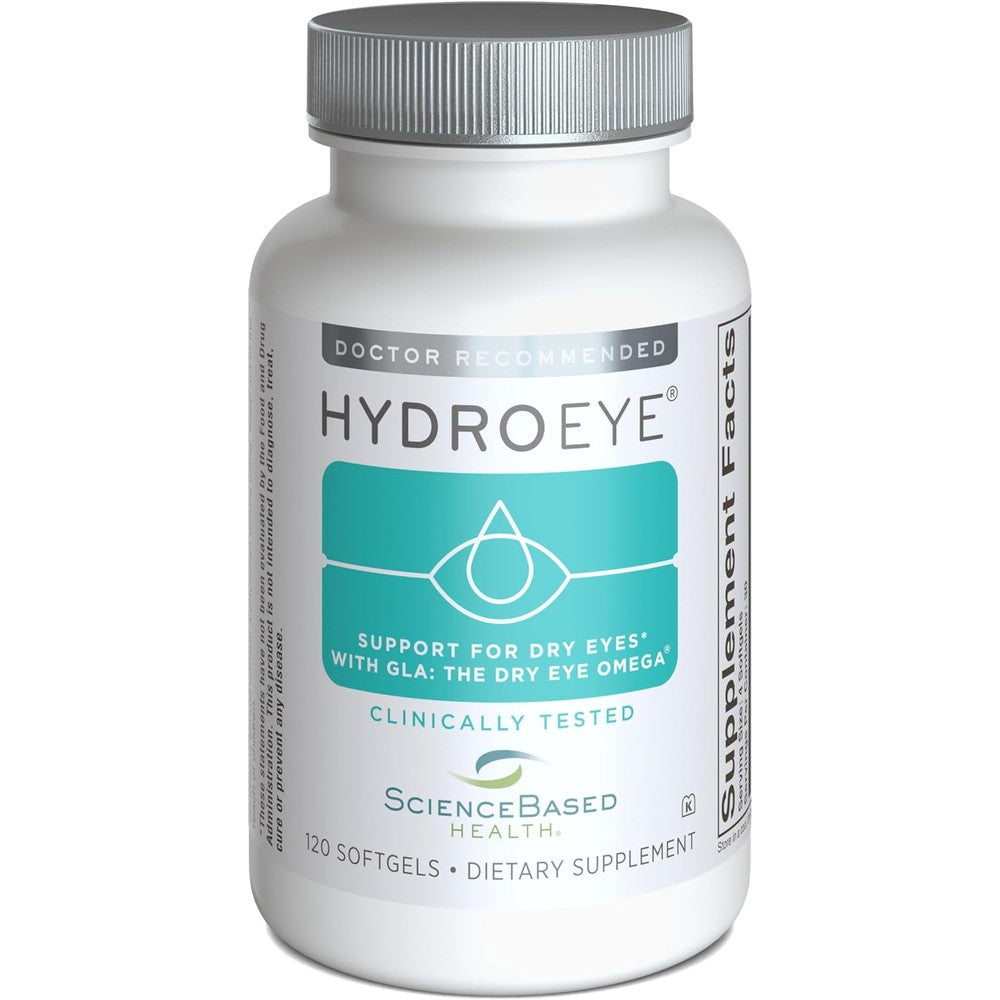 ScienceBased Health HydroEye 120 Softgels front view for dry eye relief.