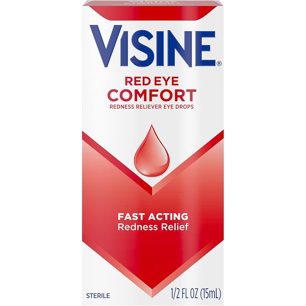 Visine Red Eye Comfort bottle front view for fast redness relief.
