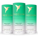 Freedom Natural Deodorant 3-pack front view aluminum free protection.