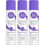 FDS Intimate Deodorant Spray Baby Powder 3-pack front view for feminine freshness.