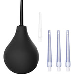 Showvigor Enema Bulb Kit front view showcasing the black silicone bulb and 5 nozzles.