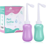 GOLDEN DEER 2 Pack Peri Bottle front view of purple and turquoise bottles.