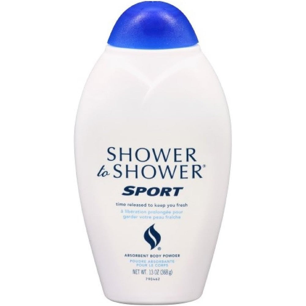 Shower To Shower Sport Absorbent Body Powder 8 Ounce pack of 3 front view for sweat protection.