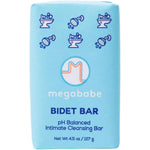 Megababe Bidet Bar front view of the pH balanced cleansing bar packaging.