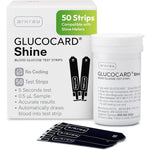 Glucocard Shine Blood Glucose Test Strips 50 Count front view packaging