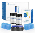 Glucoracy G-425-2 blood glucose test strips and lancets kit front view packaging for diabetes management
