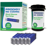 PRODIGY 10400 no coding blood glucose test strips box front view for authentic home diabetes monitoring