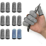 QISLOA cut resistant finger cots front view showing grey high performance fabric sleeves.