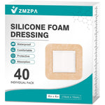 ZMZPA silicone foam dressing 4x4 front view of individual packaging for sterile wound care