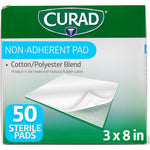 Curad sterile non adherent pad pack of fifty front packaging view