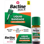 Bactine MAX Liquid Bandage with Lidocaine front view packaging for first aid pain relief.