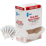 Globe First Aid Burn Cream 144 count box front view for pain relief.