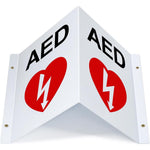 ZIPOWEY AED Projecting Sign front view high visibility safety symbol