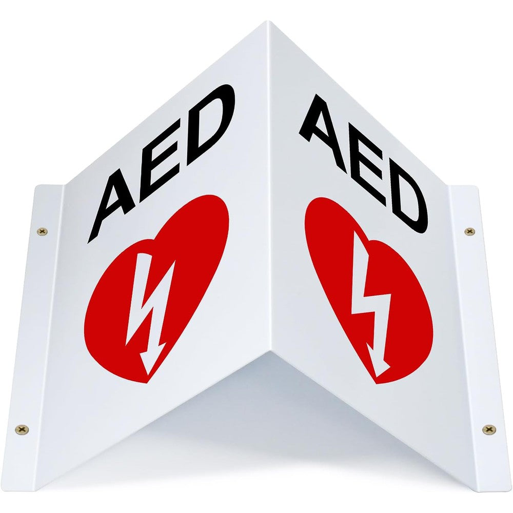 Zipowey AED Wall Mount Sign front view for workplace safety location identification.