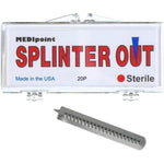Medipoint Splinter Out 20 Count front view sterile splinter removal tools