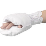 Clobeau Elderly Double Security Mitts front view showing padded white fabric for patient safety.