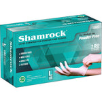 Shamrock 10600 latex examination gloves box front view medical grade