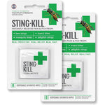 Sting-Kill First Aid Anesthetic Wipes front packaging showing two pack count for insect bite relief.