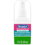 Benadryl Extra Strength Itch Cooling Spray front view for bug bite relief.