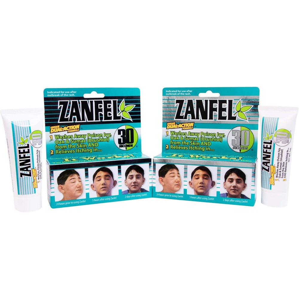 Zanfel Poison Ivy Oak and Sumac Wash front view of two pack box for itch relief.
