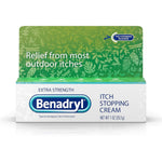 Benadryl Extra Strength Itch Stopping Cream 1 Ounce front view of packaging for fast acting topical analgesic relief