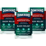 Domeboro Soothing Soak Rash Relief Powder Packets box front view showing first aid rash treatment features.
