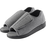 Silverts men's diabetic open-toe slippers front view showing adjustable wide fit straps.