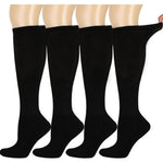 BampooPanPa Bamboo Rayon Knee High Diabetic Socks 4 pack front view showcasing black color.