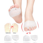 JUMPOW Metatarsal Pads front view showing white silicone gel design for foot pain relief.