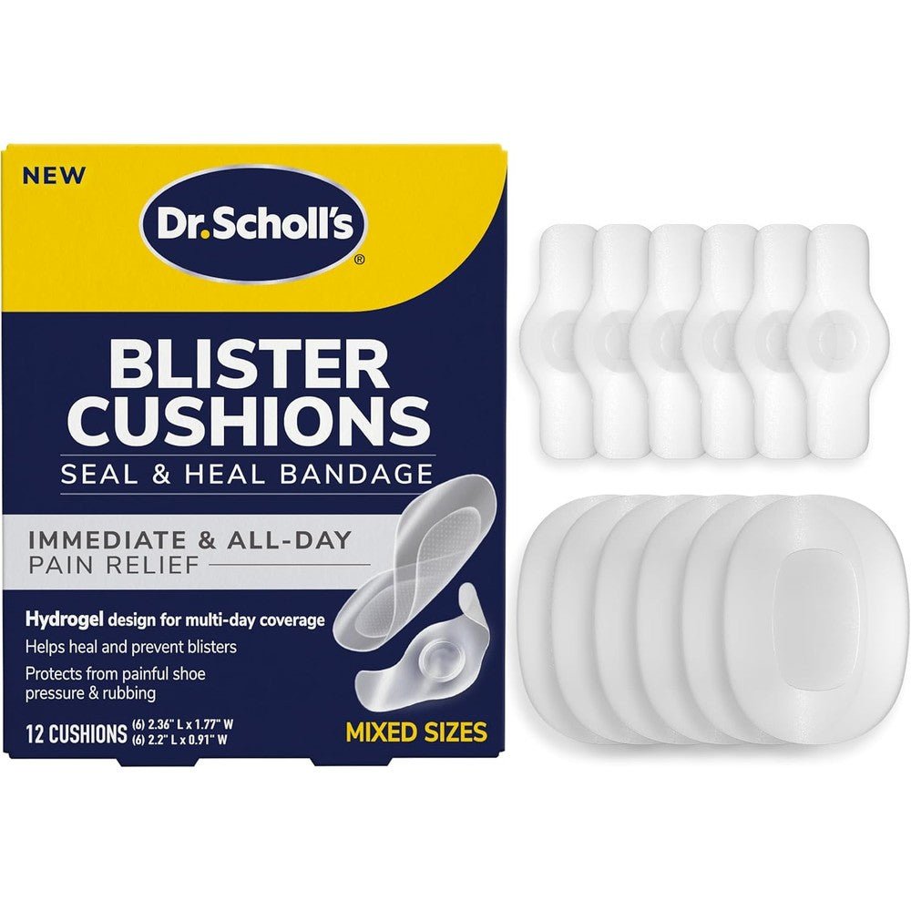 Dr. Scholl’s Blister Cushions 12 count pack front view for pain relief