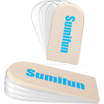 Sumifun 4-layer gel heel lift inserts beige front view for orthopedic support.