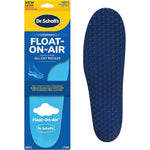 Dr. Scholl's Float-On-Air Comfort Insoles front view showing blue foam bubbles.