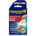 Compound W Maximum Strength One Step Wart Remover Pads front packaging view for common and plantar warts.