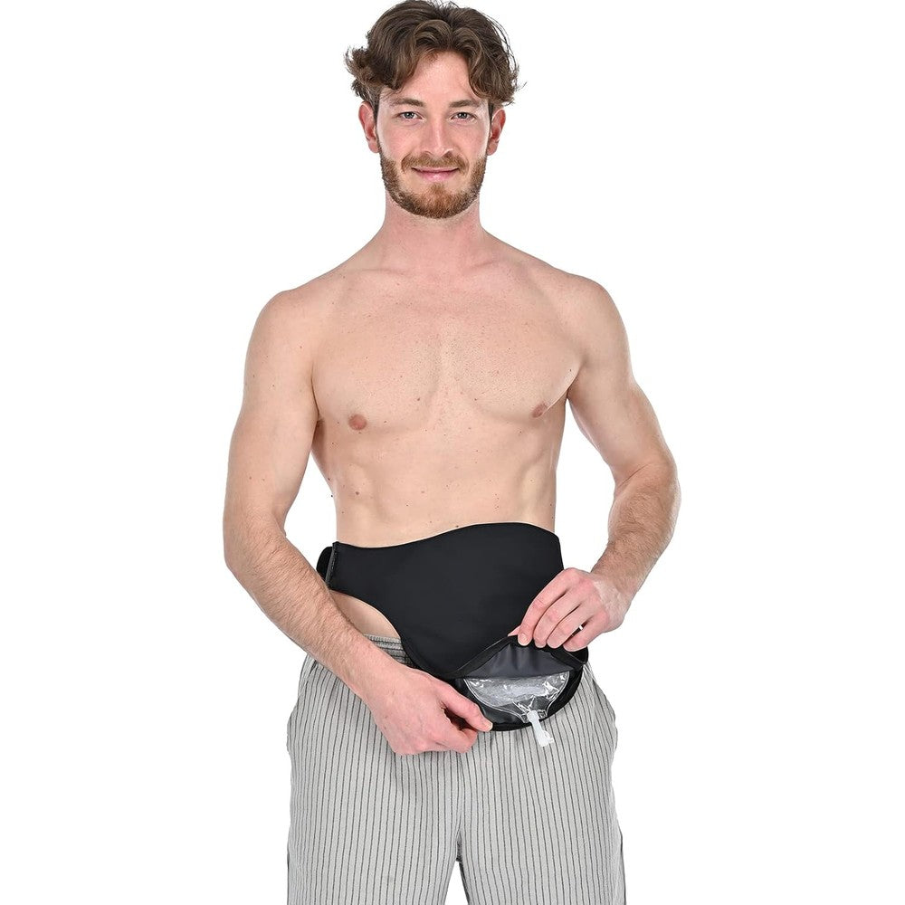wearwan Ostomy Belt front view black abdomen support cover
