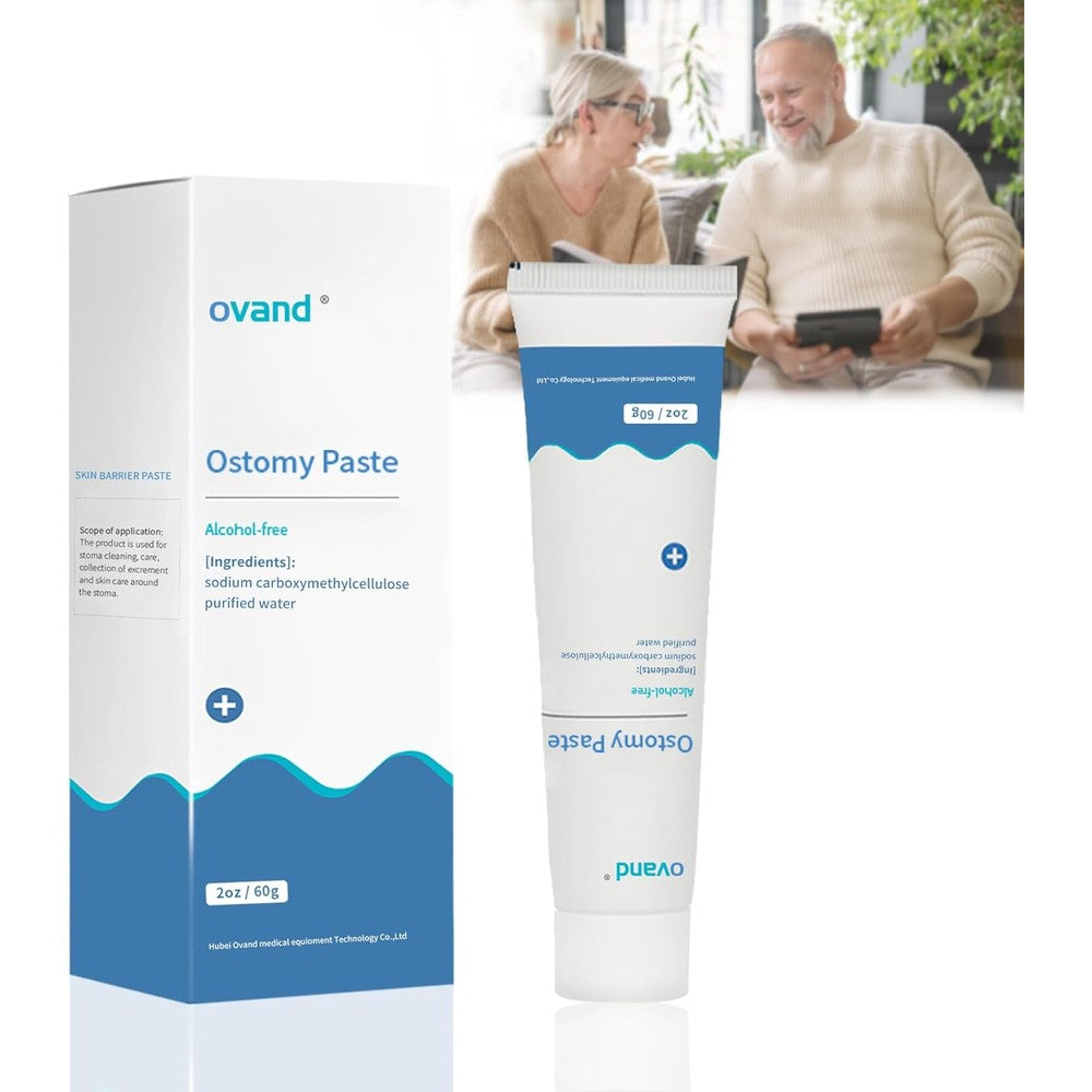 Heagimed Ovand ostomy paste two point one ounce tube front view medical grade skin barrier filler pack